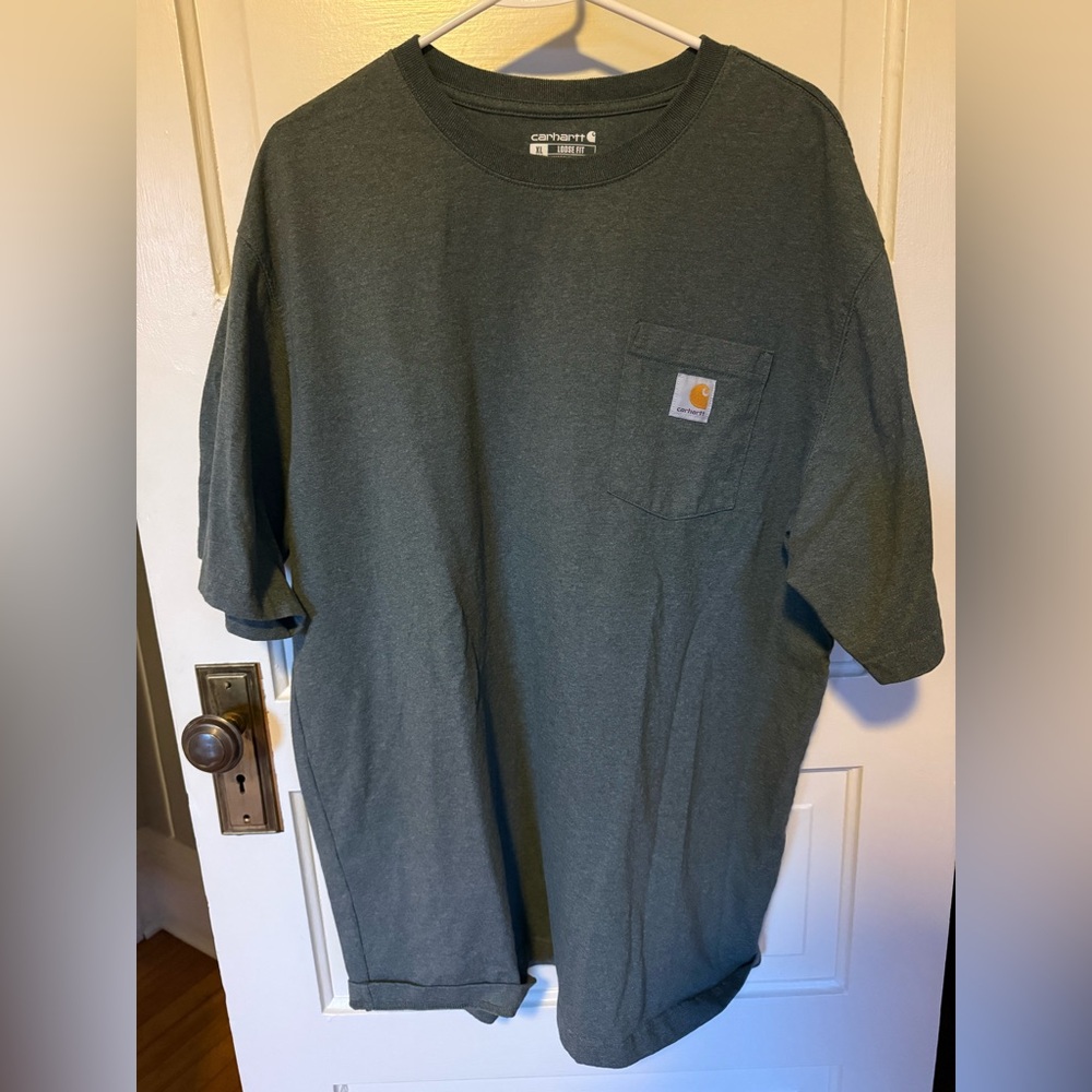 Carhartt Men's grey/green Short Sleeve Tee size XL tall